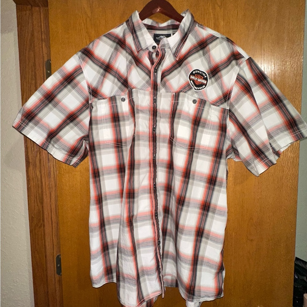 Harley-Davidson Men's Plaid Shirt - Red and Black